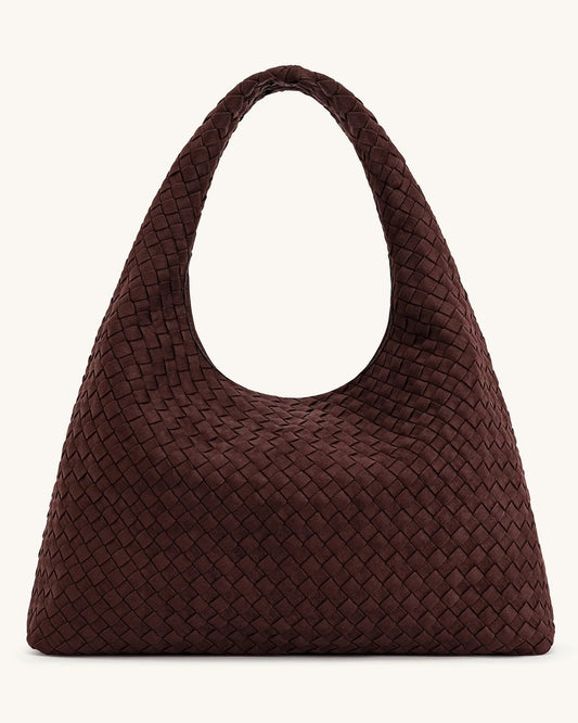 Iaura Faux Suede Woven Shoulder Bag