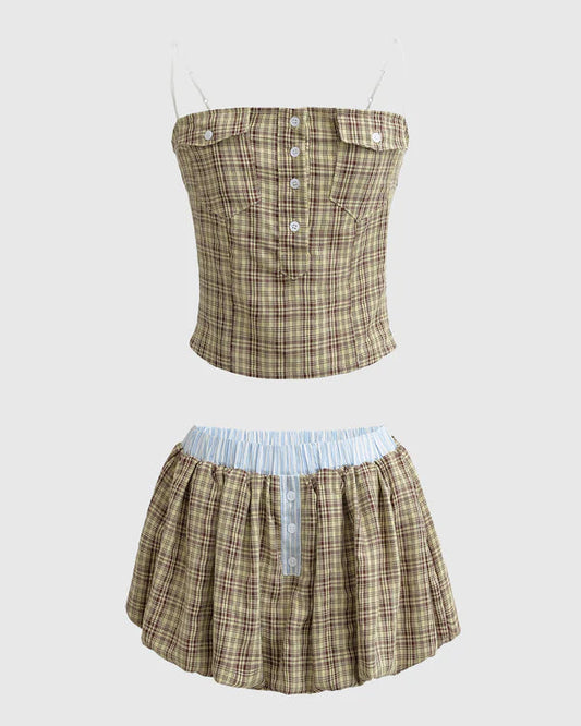 Basu Stripe Spaghetti Skirt Set