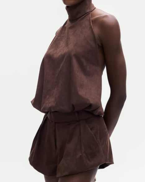 SUEDE BUCKLE MINI PANTS