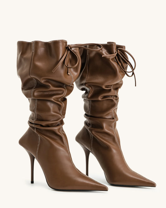 Olivia Leather High Heel Boots