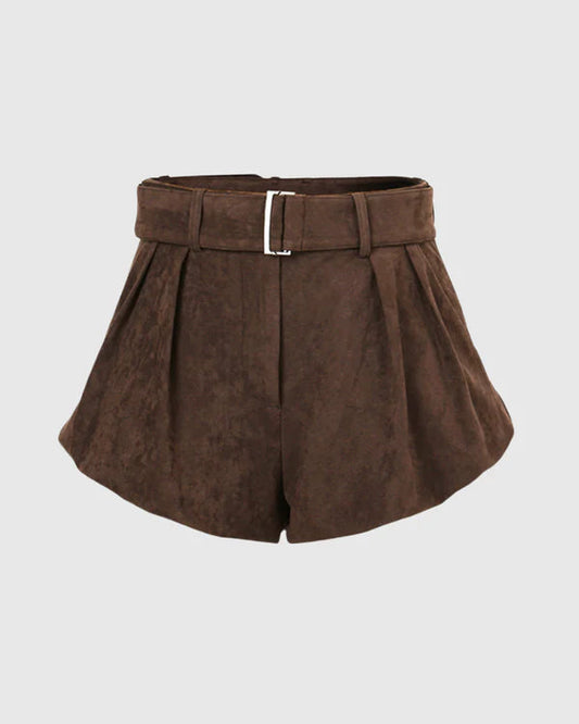 Suede Buckle Mini Pants