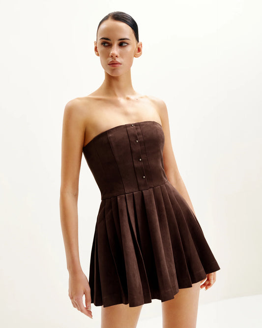 Ellie Pleated Velvet Dress