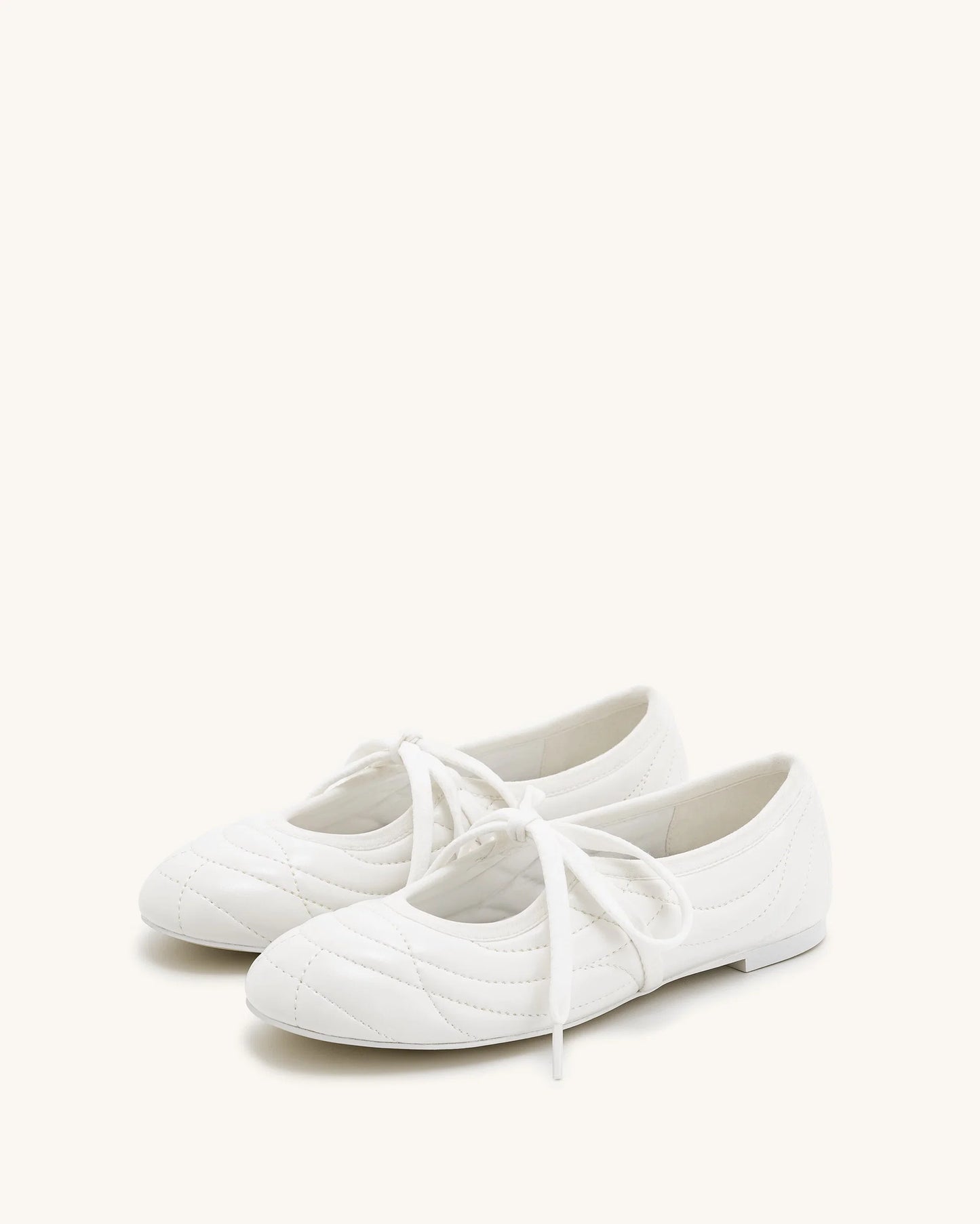 Erika Topstitching lace-up ballet Flats