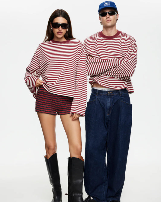 Bloom Long Sleeve - Wine Stripe